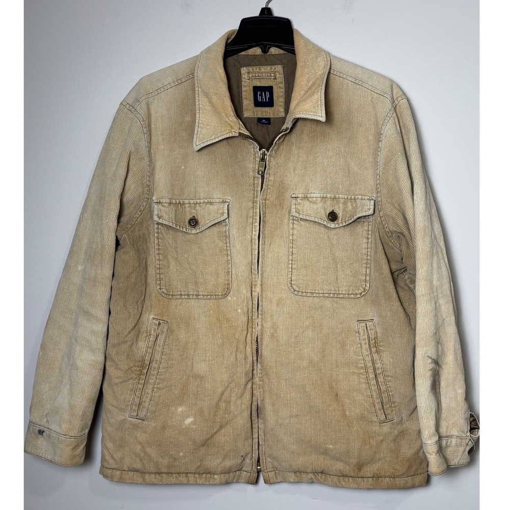 Gap Mens Corduroy Chore Jacket‎ XXL Distressed Grunge Trucker Barn Coat Full Zip
